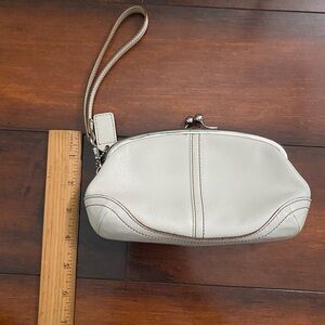 Coach Cream Leather Wristlet Clutch